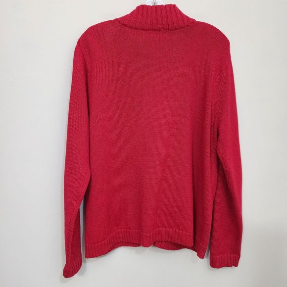 Vintage Classic Elements Christmas snowman zip front cardigan sweater woman's L - Picture 3 of 8